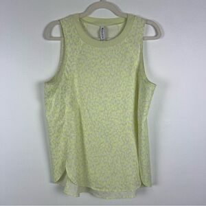 Athleta Zephyr Print Tan Top Athleisure Yellow Cream Size Medium
